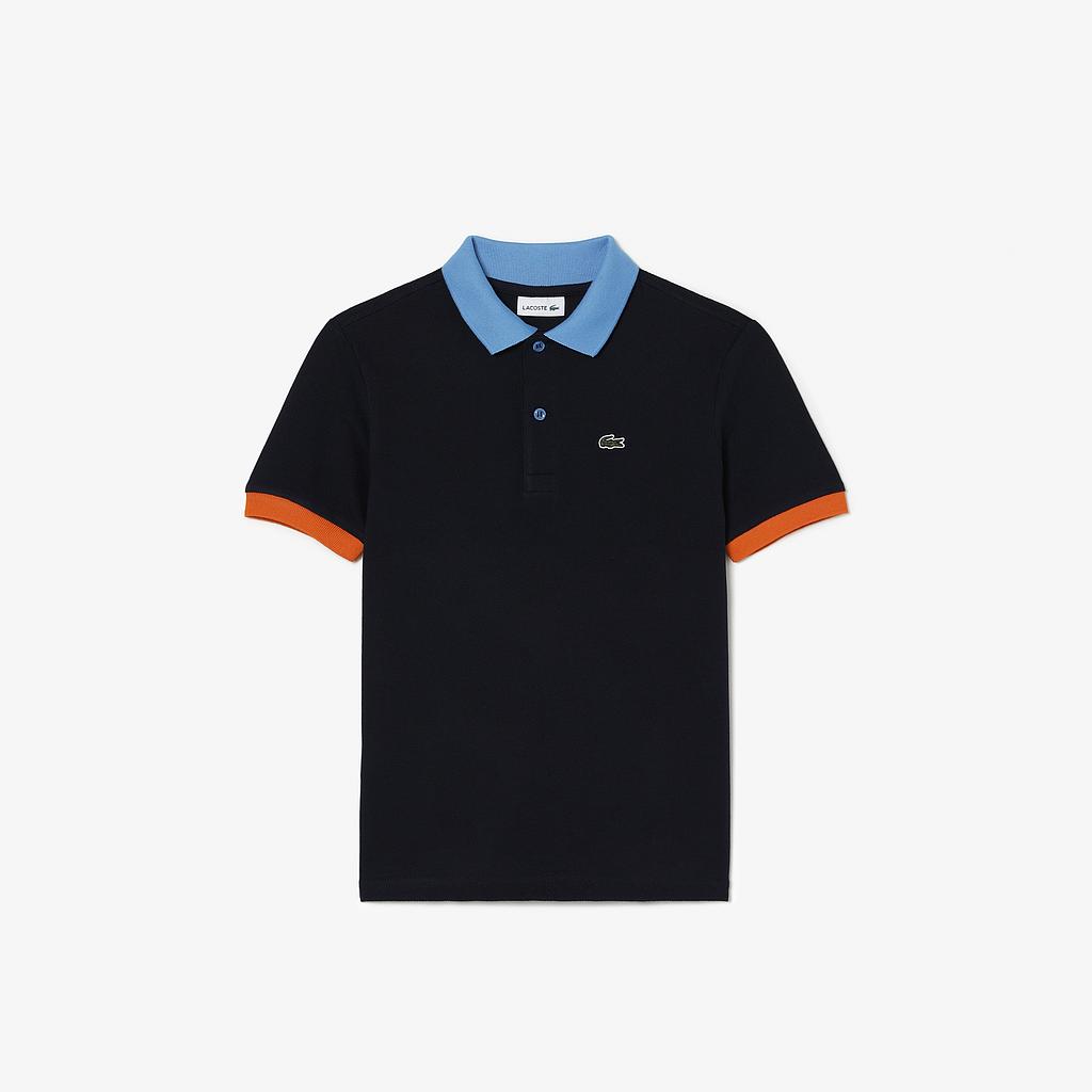 Kids' Contrast Collar Cotton Piqué Polo Shirt