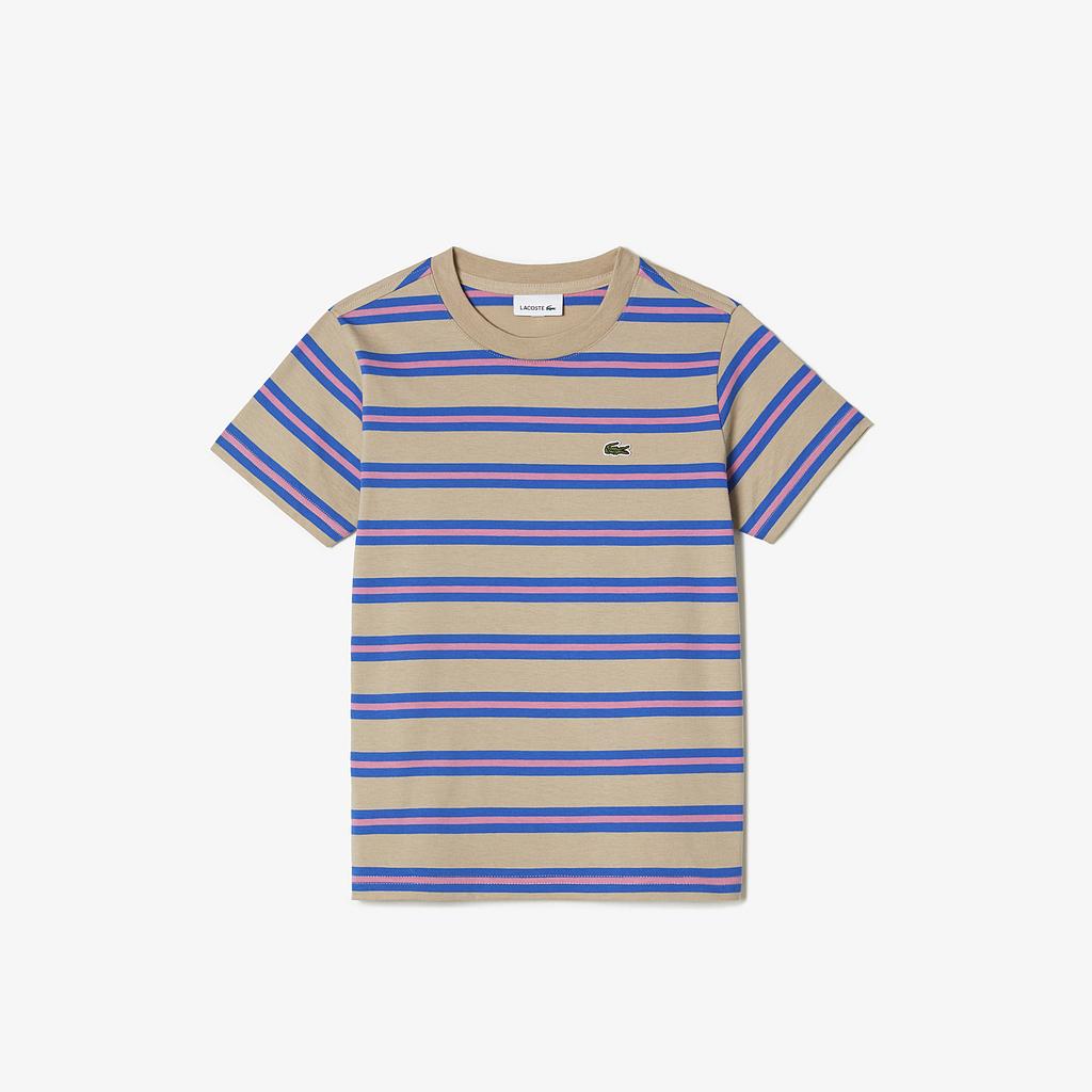 Kids' Lacoste Stripe Print Cotton Jersey T-shirt