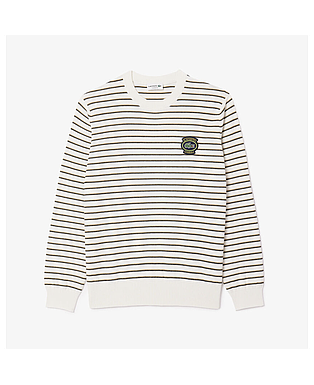 Men's Badge Striped Cotton Sweater