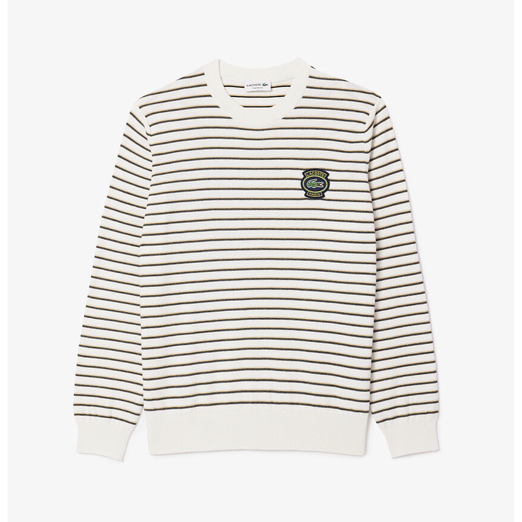 [AH7653] Men's Badge Striped Cotton Sweater