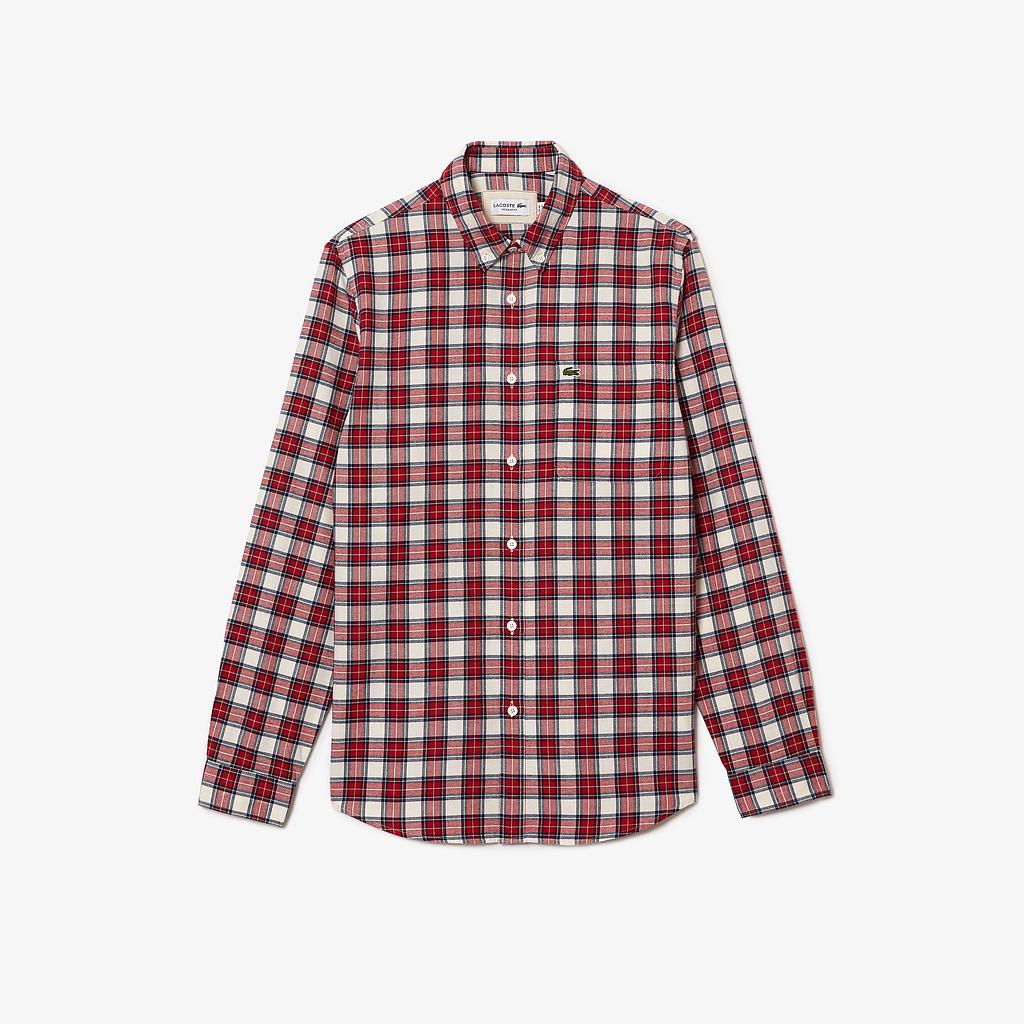 [CH0208] Men's Regular Fit Check Print Flannel Shirt
