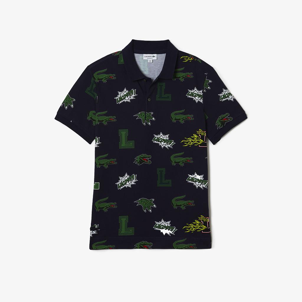 Men's Regular Fit Crocodile Print Polo