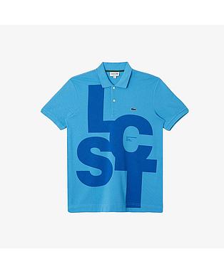 Men's Regular Fit Contrast Lettering Petit Piqué Polo