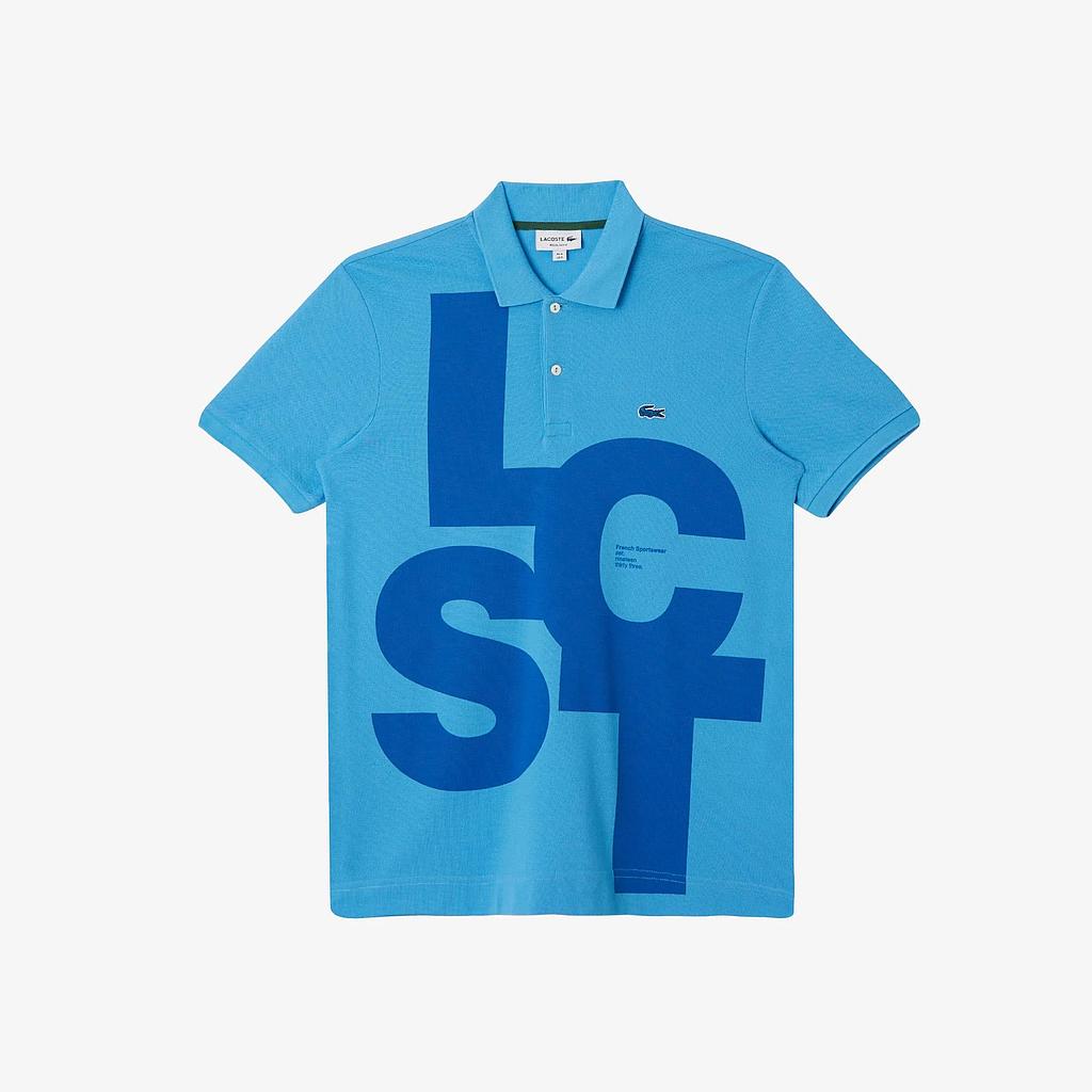 Men's Regular Fit Contrast Lettering Petit Piqué Polo