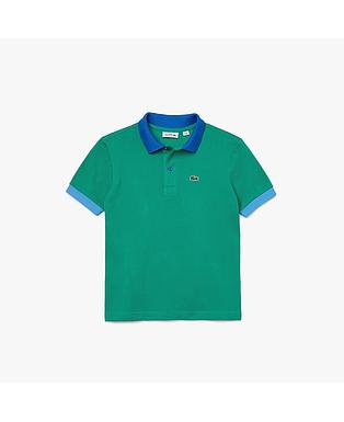 Kids' Contrast Collar Cotton Piqué Polo Shirt