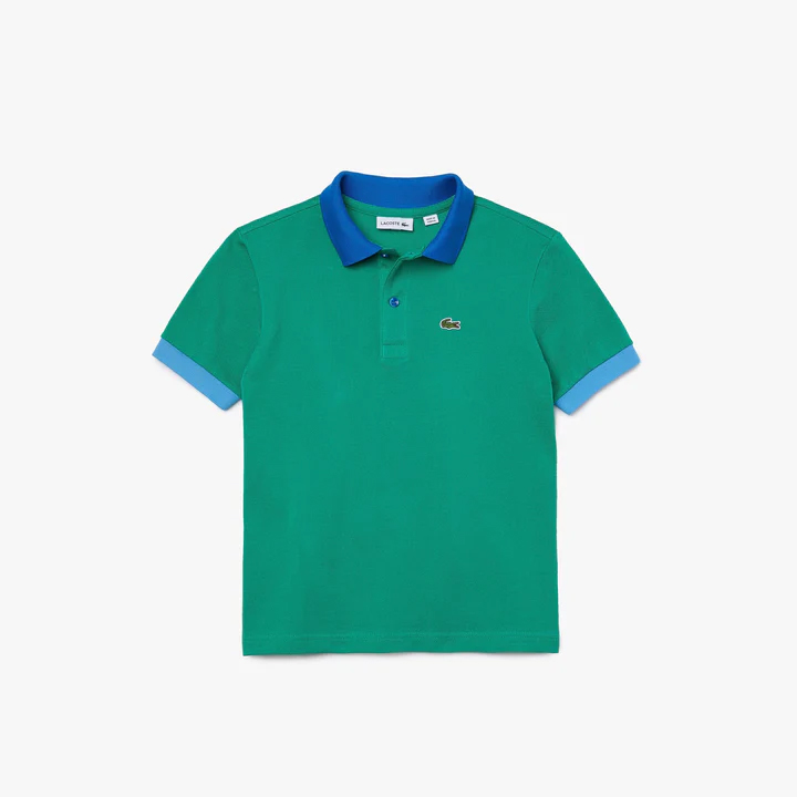 Kids' Contrast Collar Cotton Piqué Polo Shirt