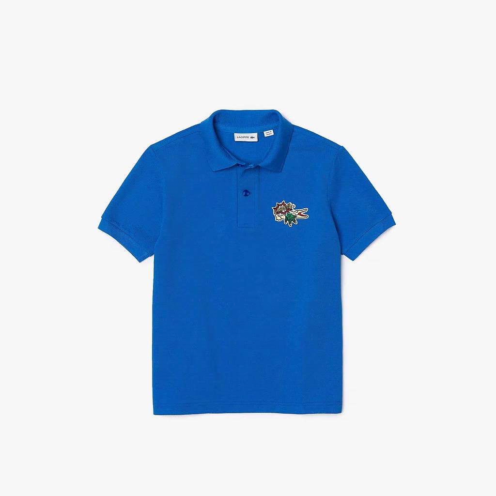 [PJ9813] Kids' Comic Badge Organic Cotton Piqué Polo