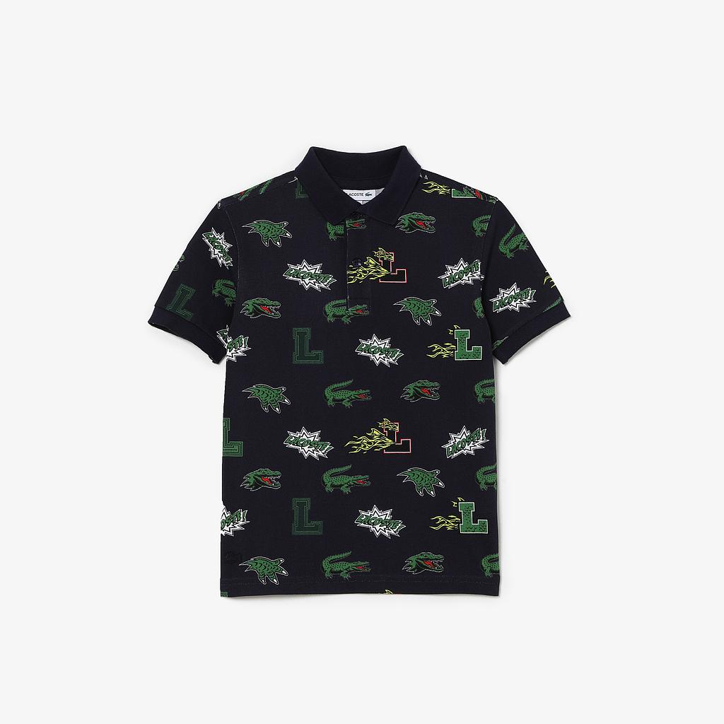 Kids' Comic Effect Crocodile Print Polo