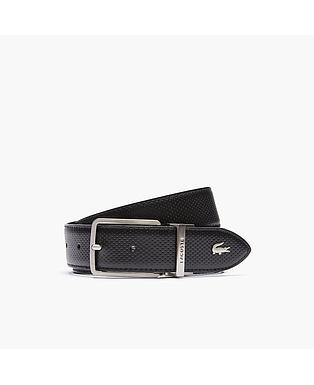 Men's Engraved Buckle Reversible Piqué Leather Belt