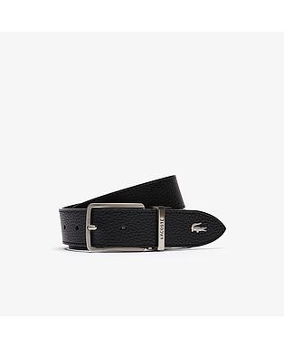 Men's Engraved Buckle Grained Leather Belt