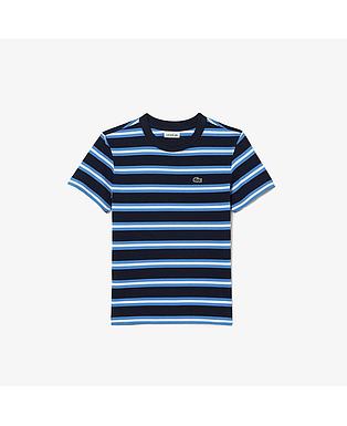 Kids' Lacoste Stripe Print Cotton Jersey T-shirt