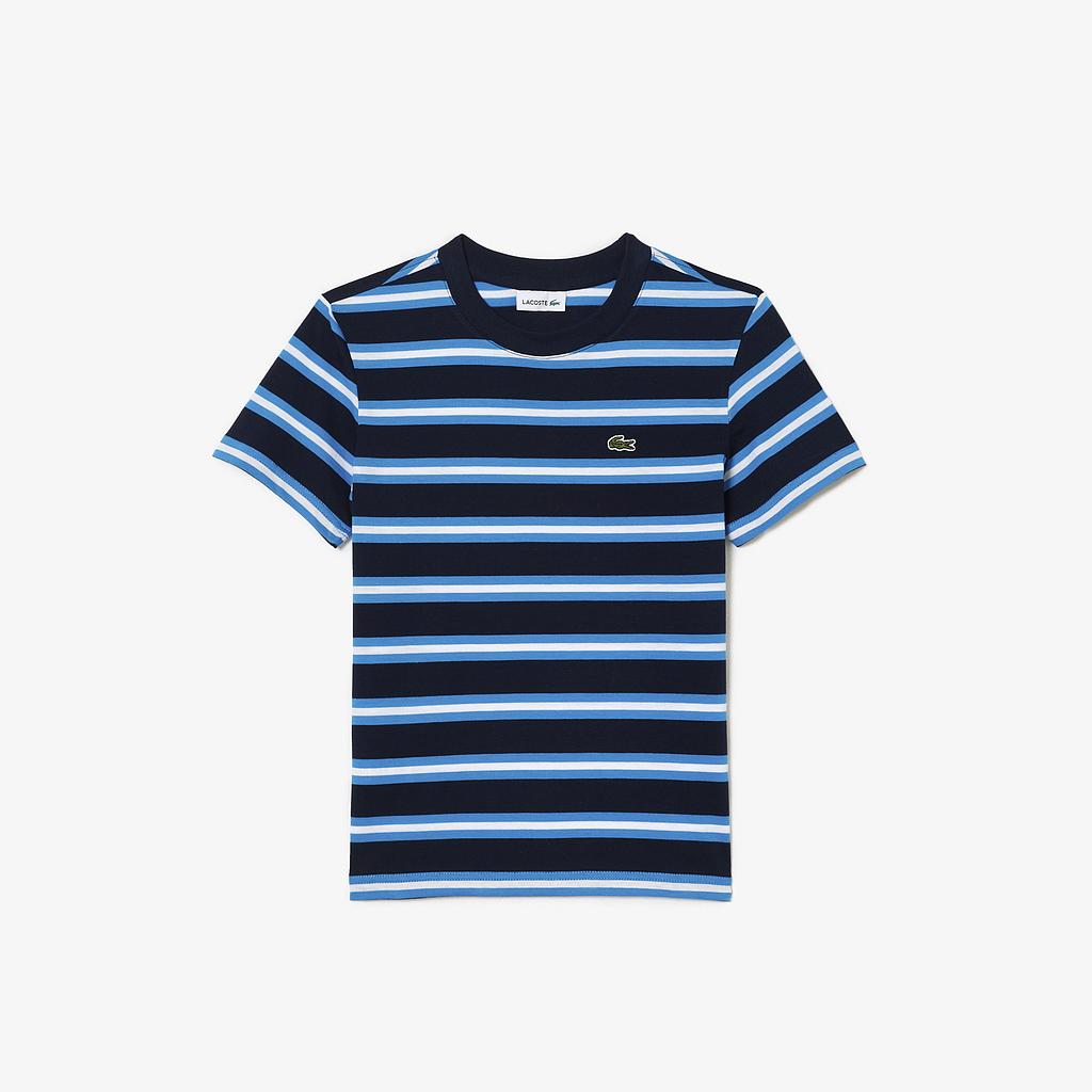 Kids' Lacoste Stripe Print Cotton Jersey T-shirt